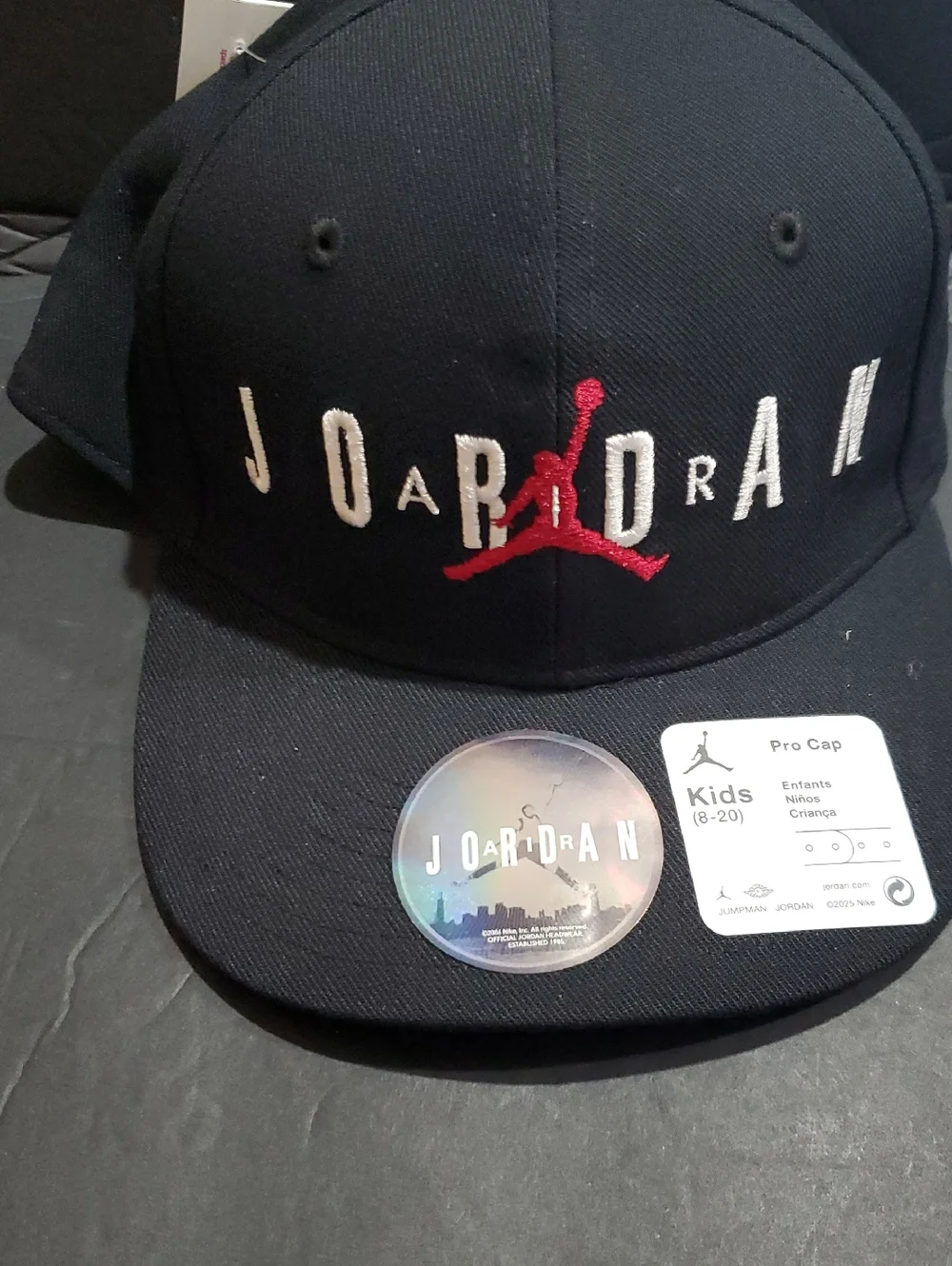 Jordan Boys' Structured Black Strapback Hat brand‎ new
